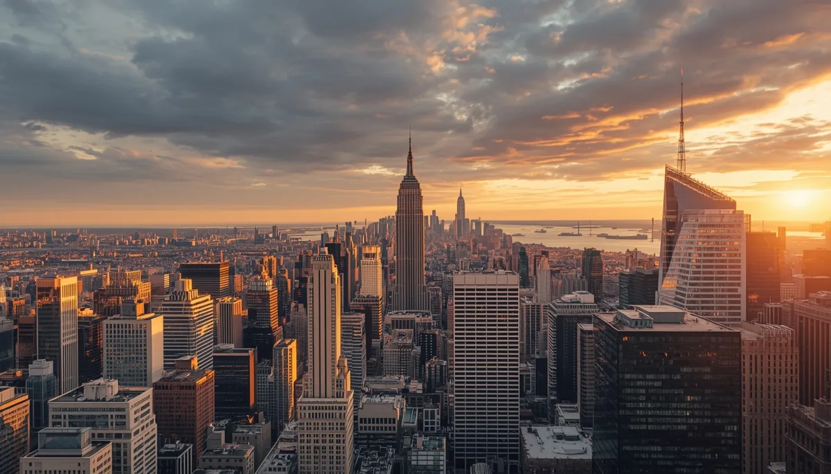 New York City skyline at sunset with Empire State Building